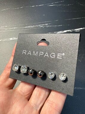 Rampage Black and Clear Crystal Stud Earring Set